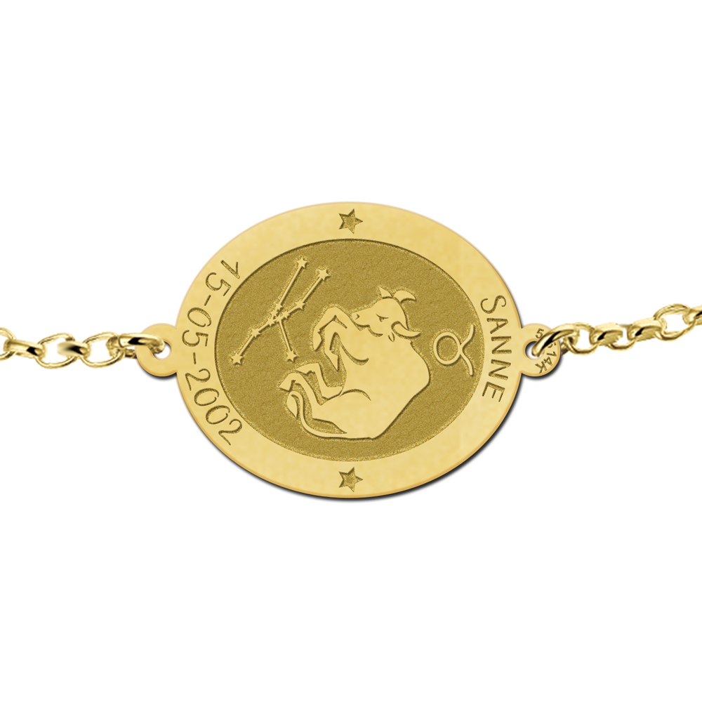 Golden zodiac bracelet oval Taurus