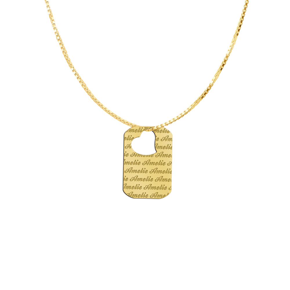 Gold Necklace Engraved Dogtag