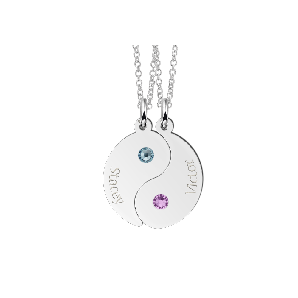 Yin Yang of Silver with Birthstones