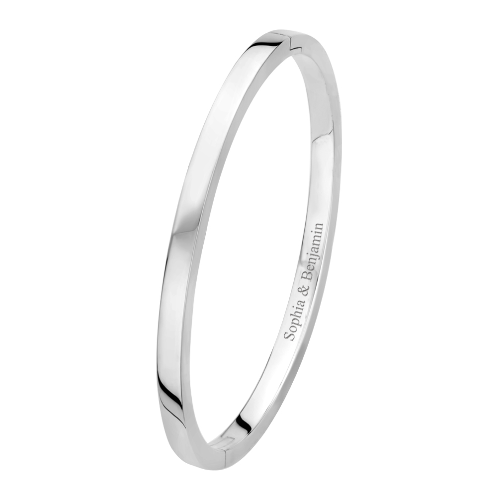 Silver bangle bracelet flat with a engraving