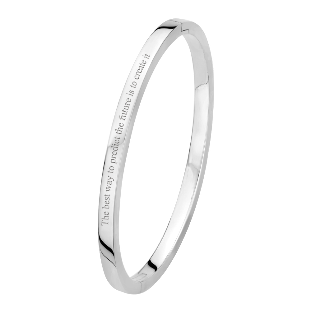 Silver bangle bracelet flat with a engraving