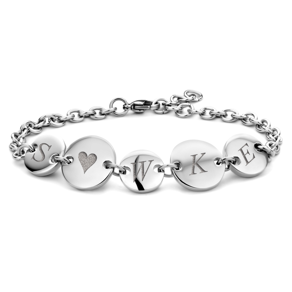 Steel bracelet with circles and initials
