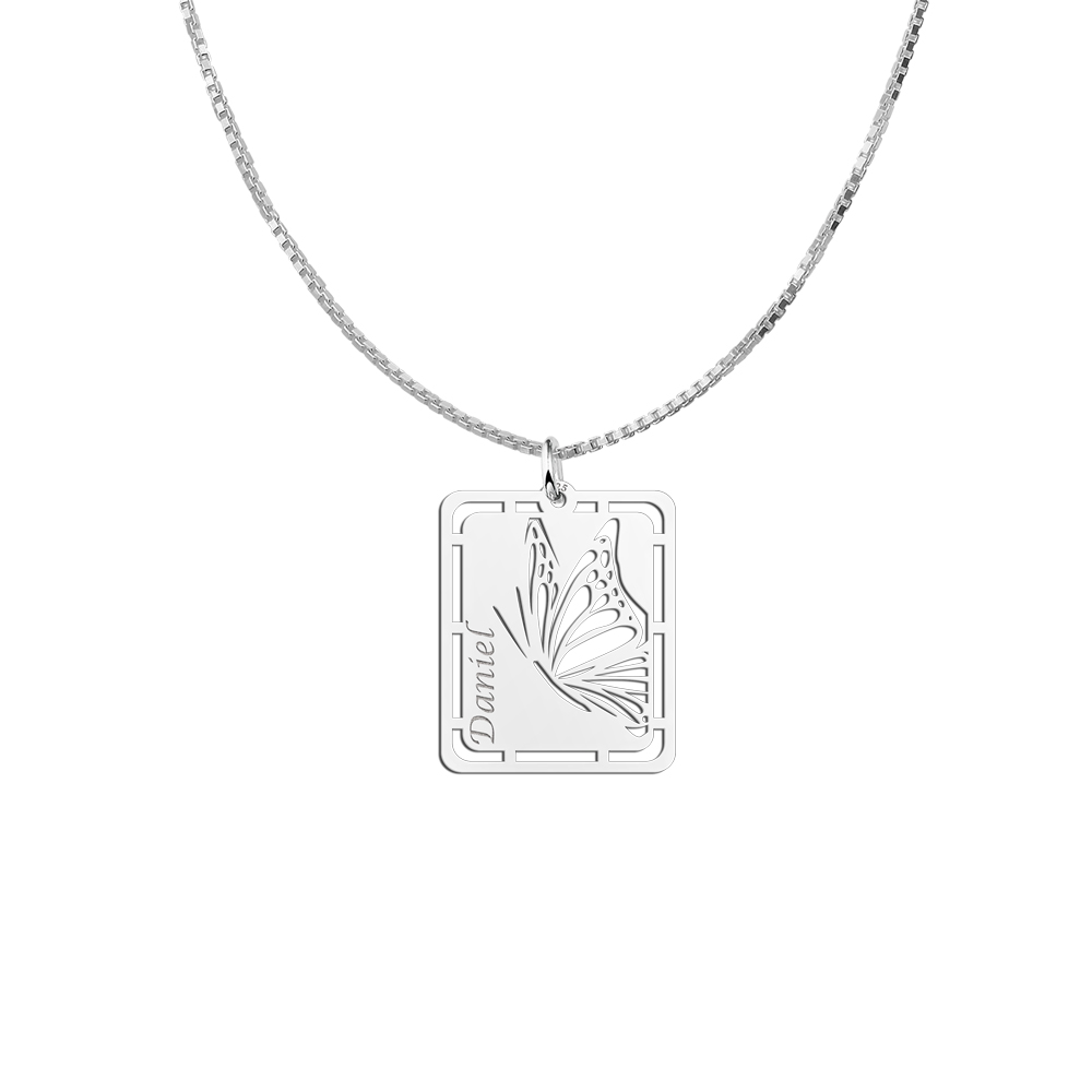 Silver Men's Pendant with Butterfly