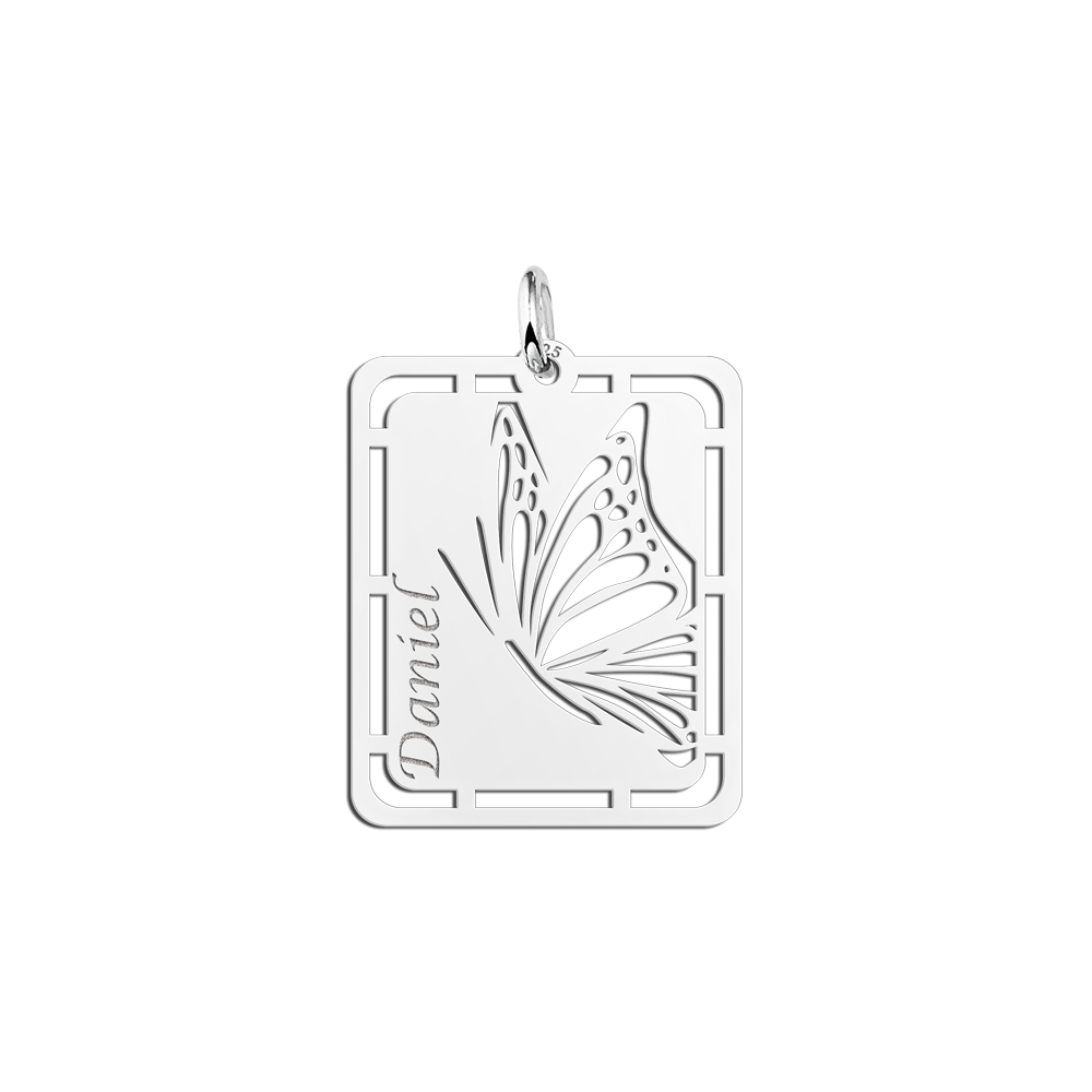Silver Men's Pendant with Butterfly