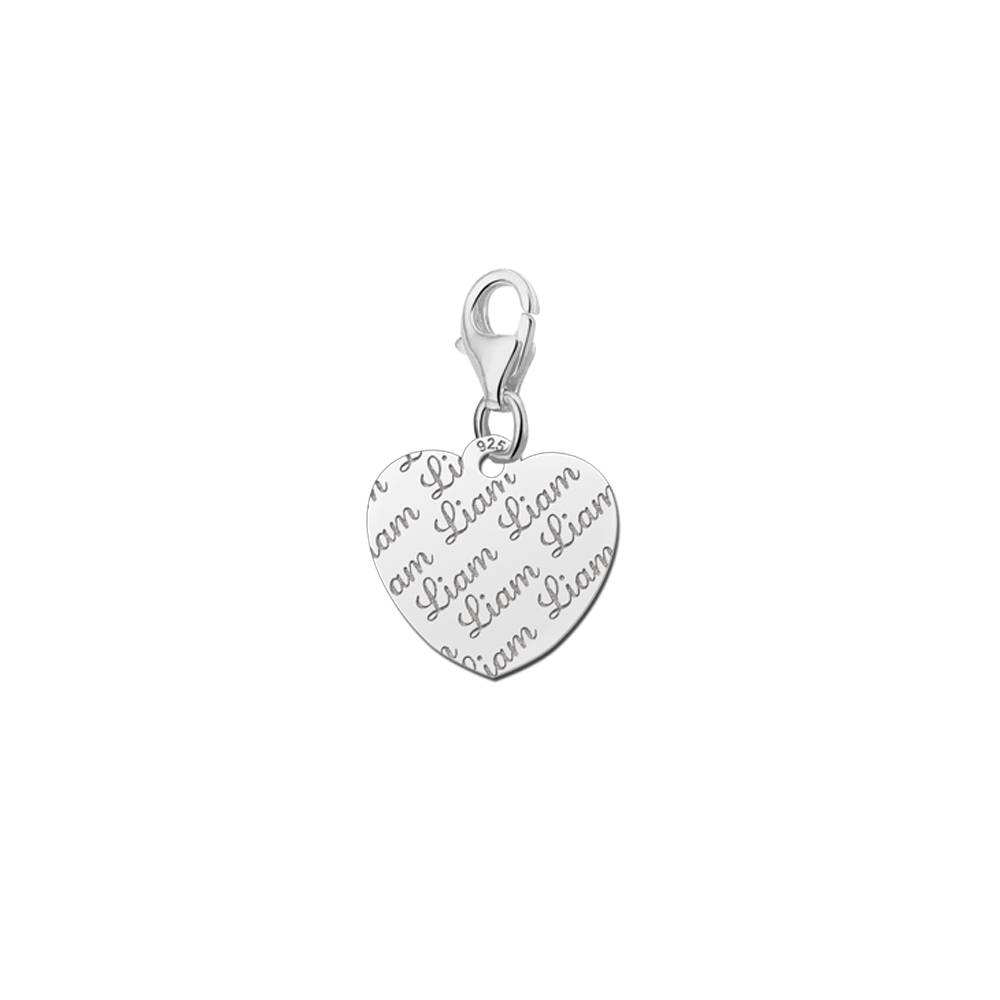 Silver Engraved Charm, Heart