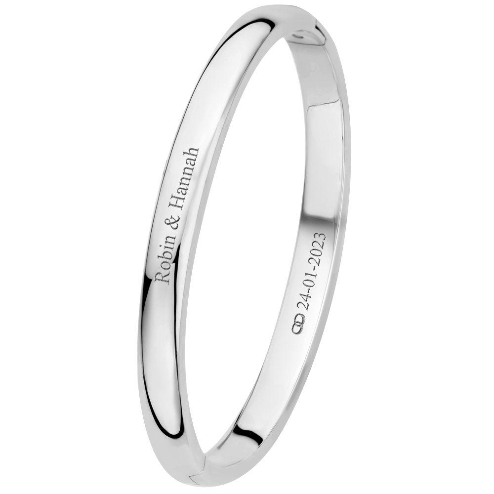 Silver bangle bracelet oval 6 mm