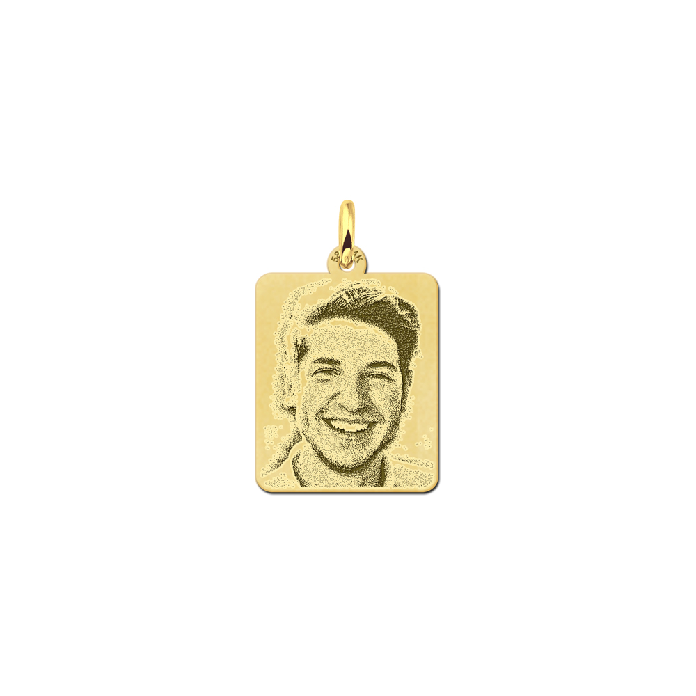 Gold photo pendant dog tag