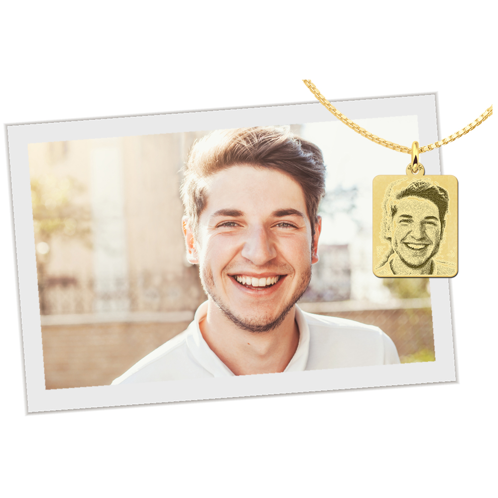 Gold photo pendant dog tag