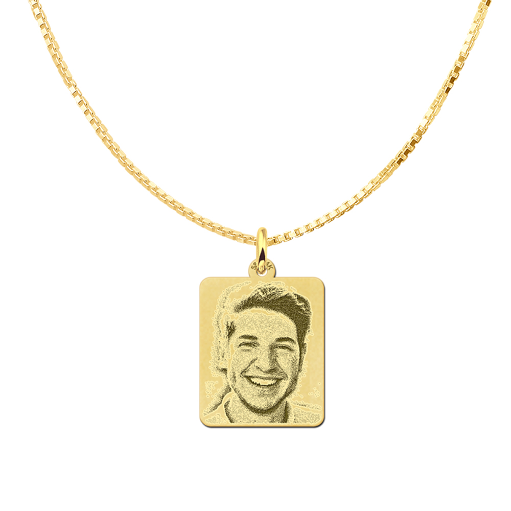 Gold photo pendant dog tag