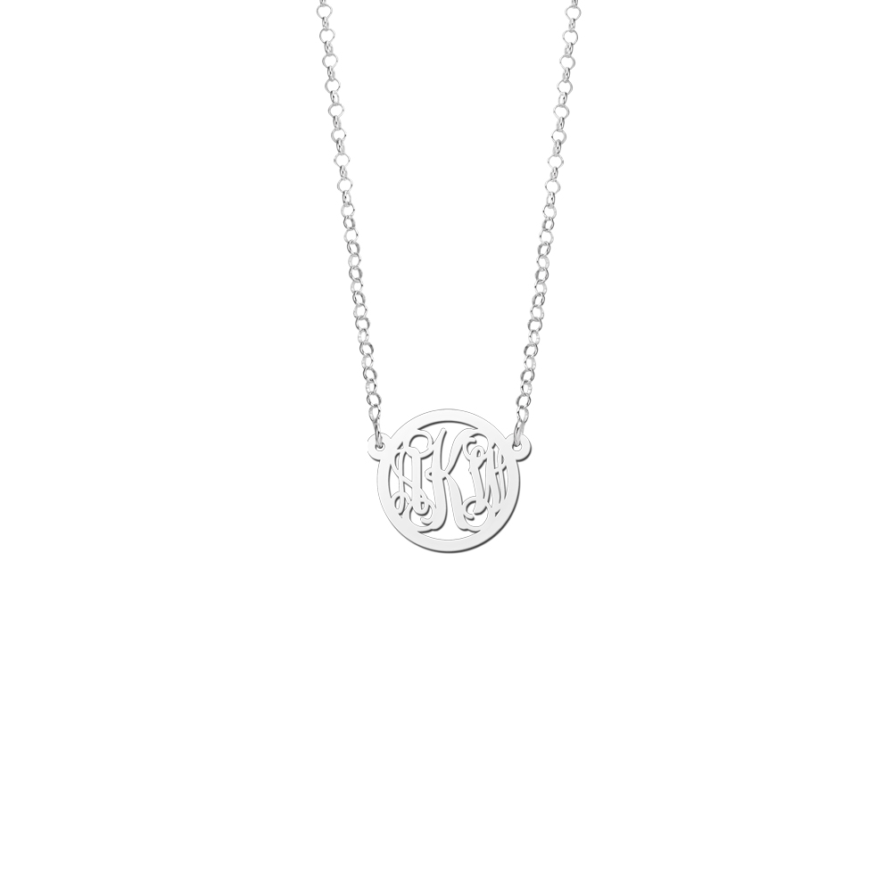 Silver Monogram Necklace with Chain, Extra Small