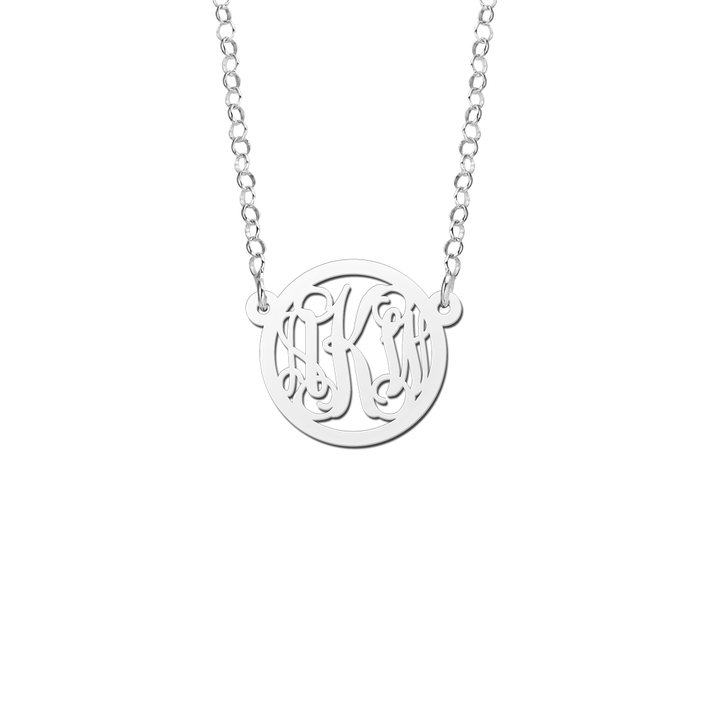 Silver Monogram Necklace with Chain, Extra Small
