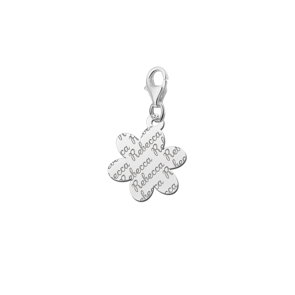 Silver Engraved Charm, Flower