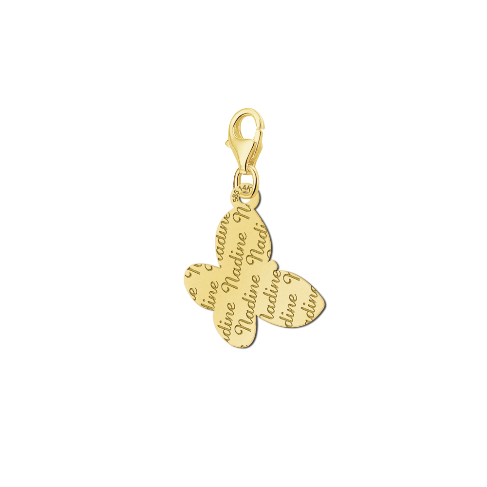 Gold Engraved Charm, Butterfly