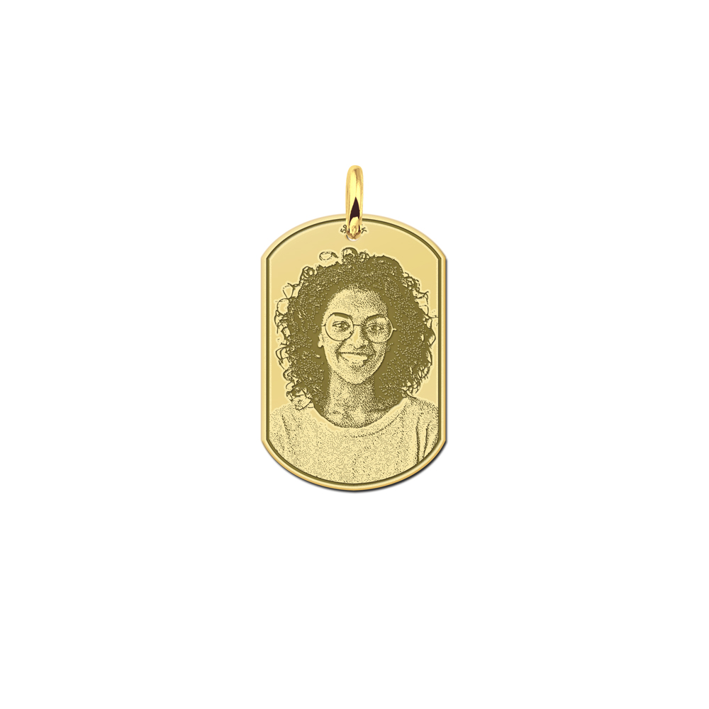 Dogtag Foto pendant in gold