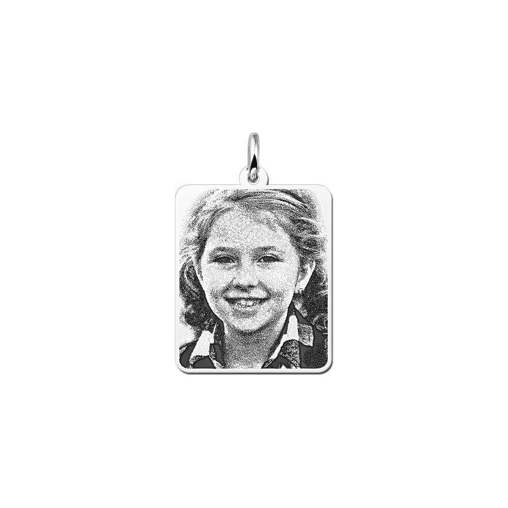 Silver photo necklace dog tag