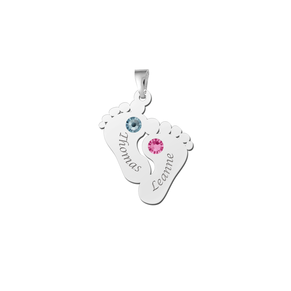 Birthstones silver pendant