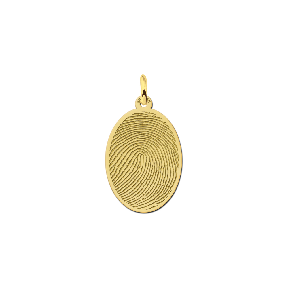 Golden oval fingerprint jewelry