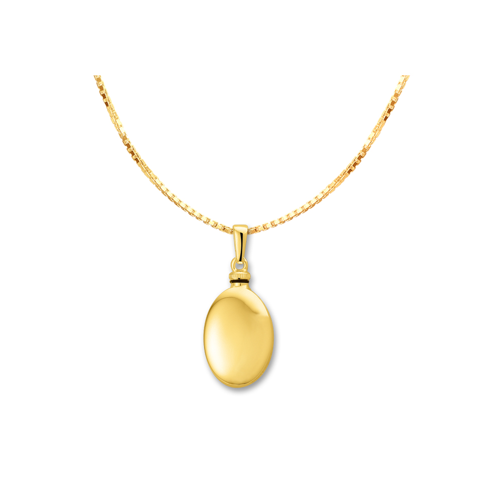 Golden oval ash pendant with engraving - big
