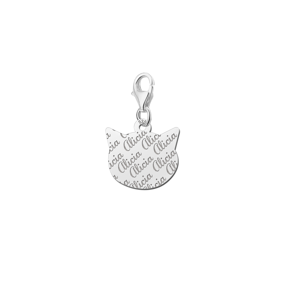 Silver Engraved Charm, Catshead