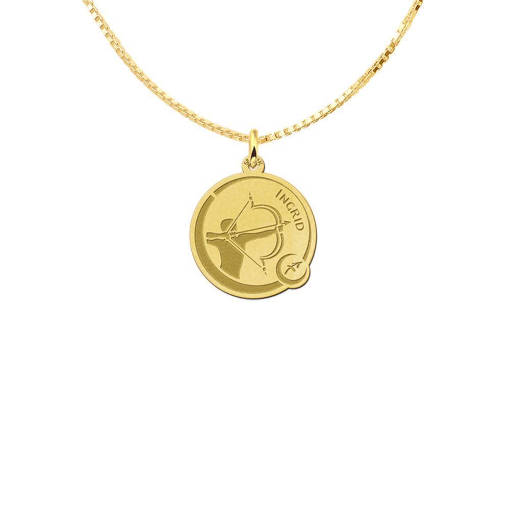 Zodiac Sign with Personalisation Sagittarius in gold