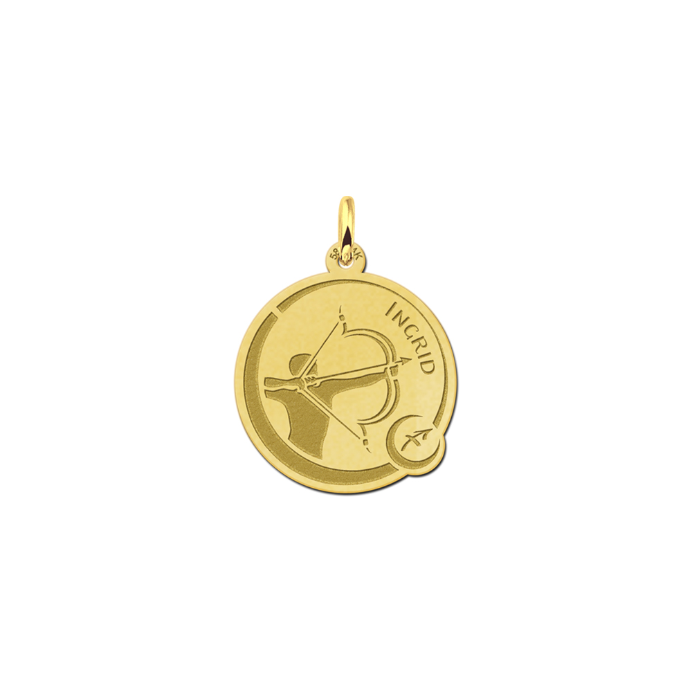 Zodiac Sign with Personalisation Sagittarius in gold
