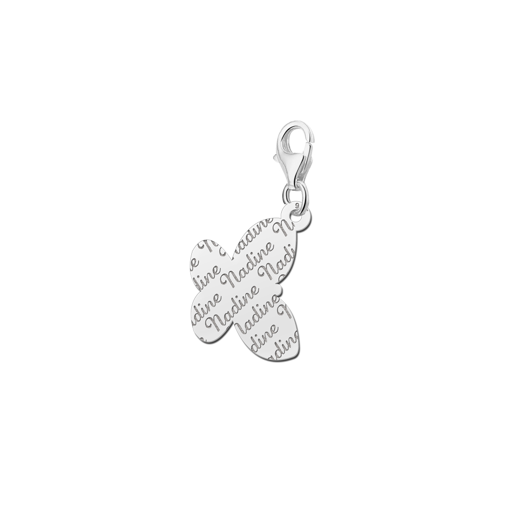 Silver Engraved Charm, Butterfly