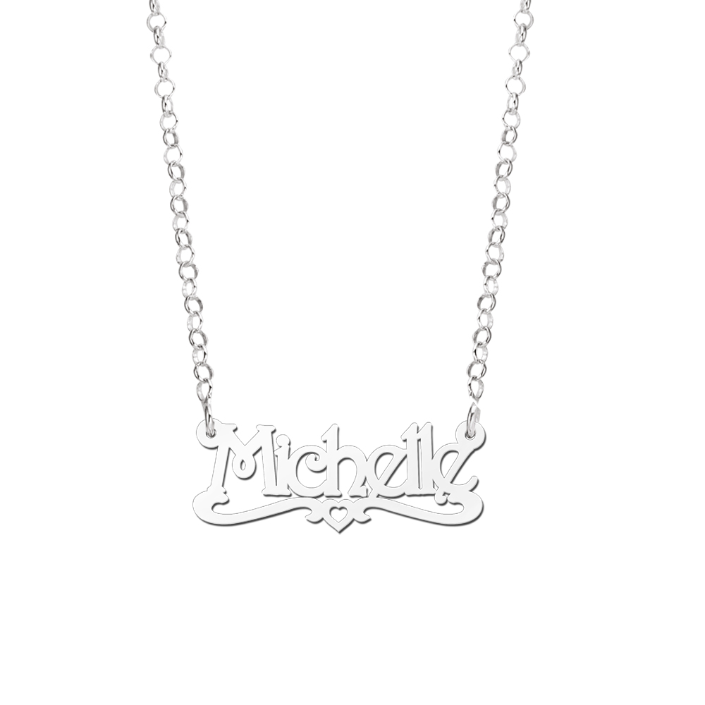 Silver Kids Name Necklace, Model Michelle