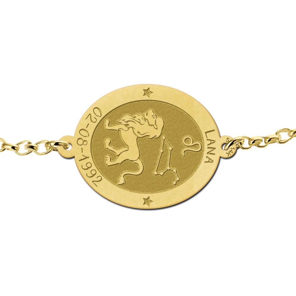Golden zodiac bracelet oval Leo