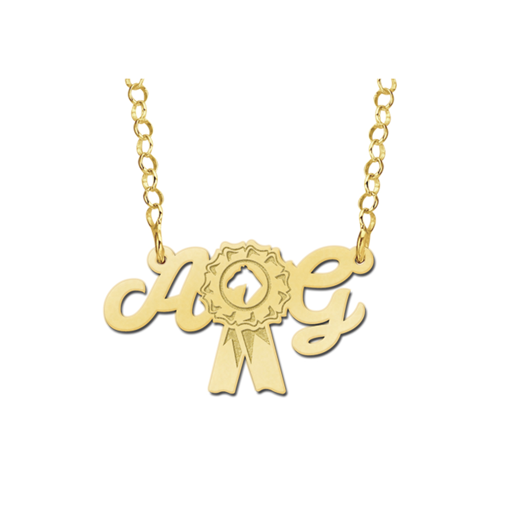 Golden Namenecklace Horses Rosette