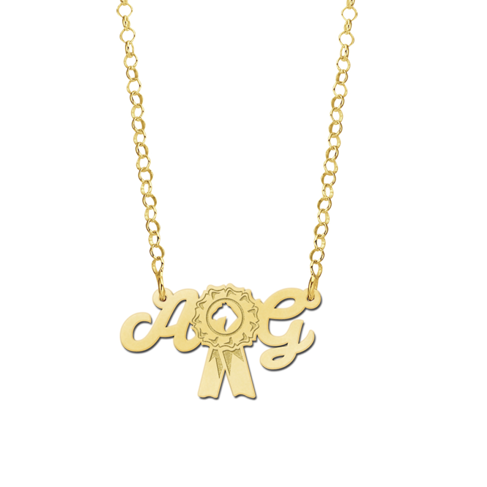 Golden Namenecklace Horses Rosette