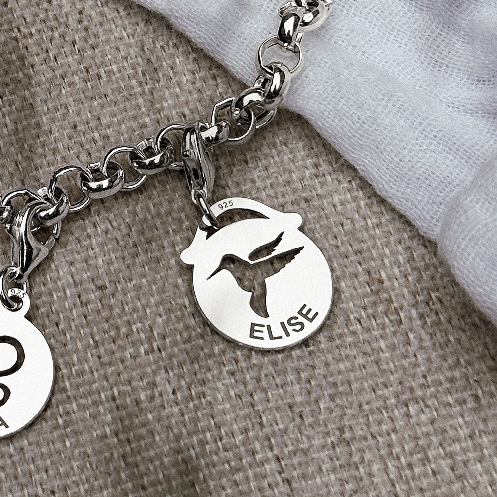 Silver Animal Charm, Round Bird