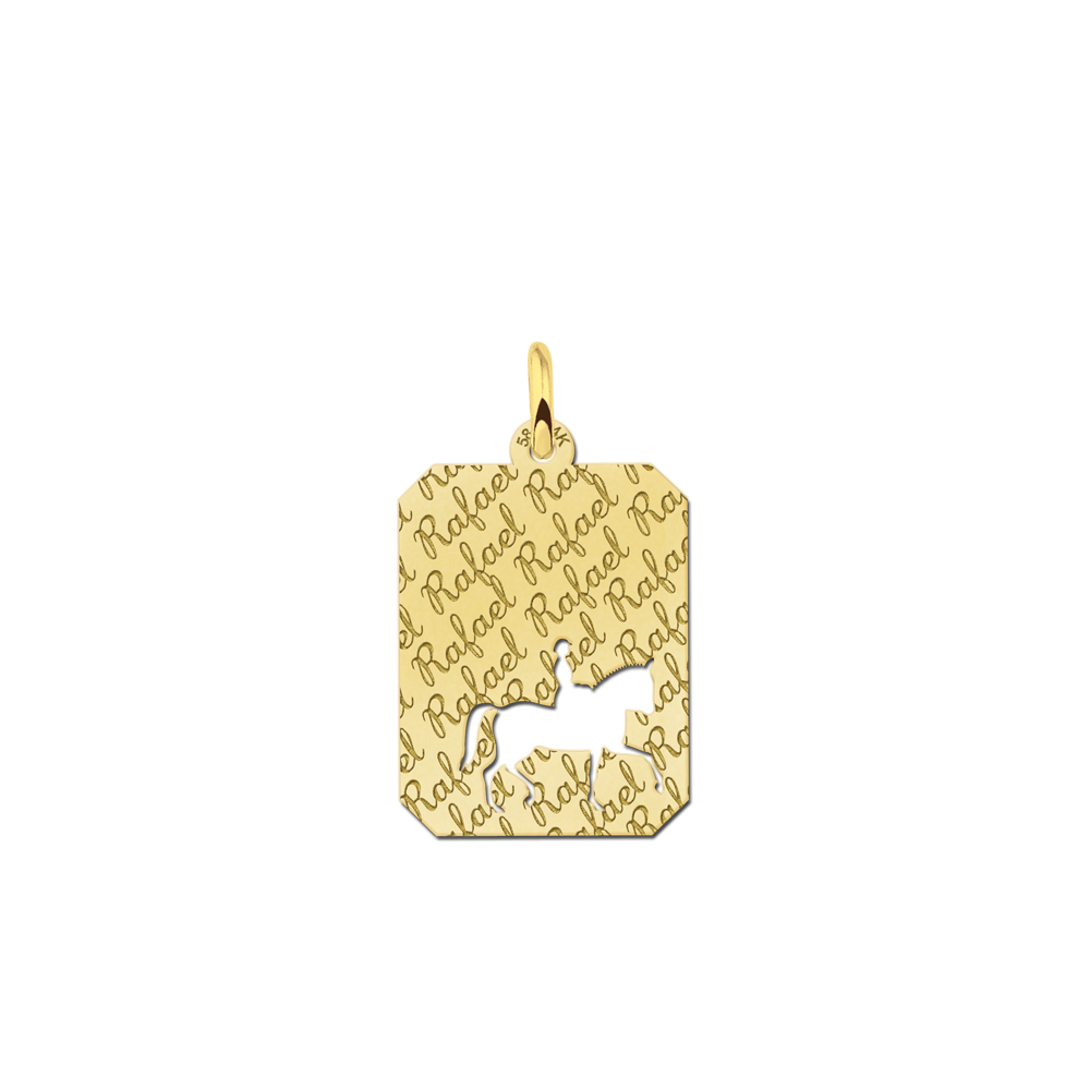 Gold Engraved Repeat Nametag Horseriding
