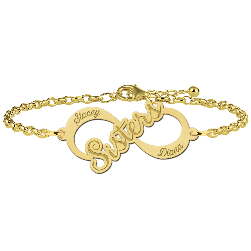 Golden infinity bracelet "Sisters"