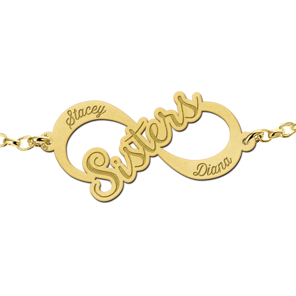 Golden infinity bracelet "Sisters"