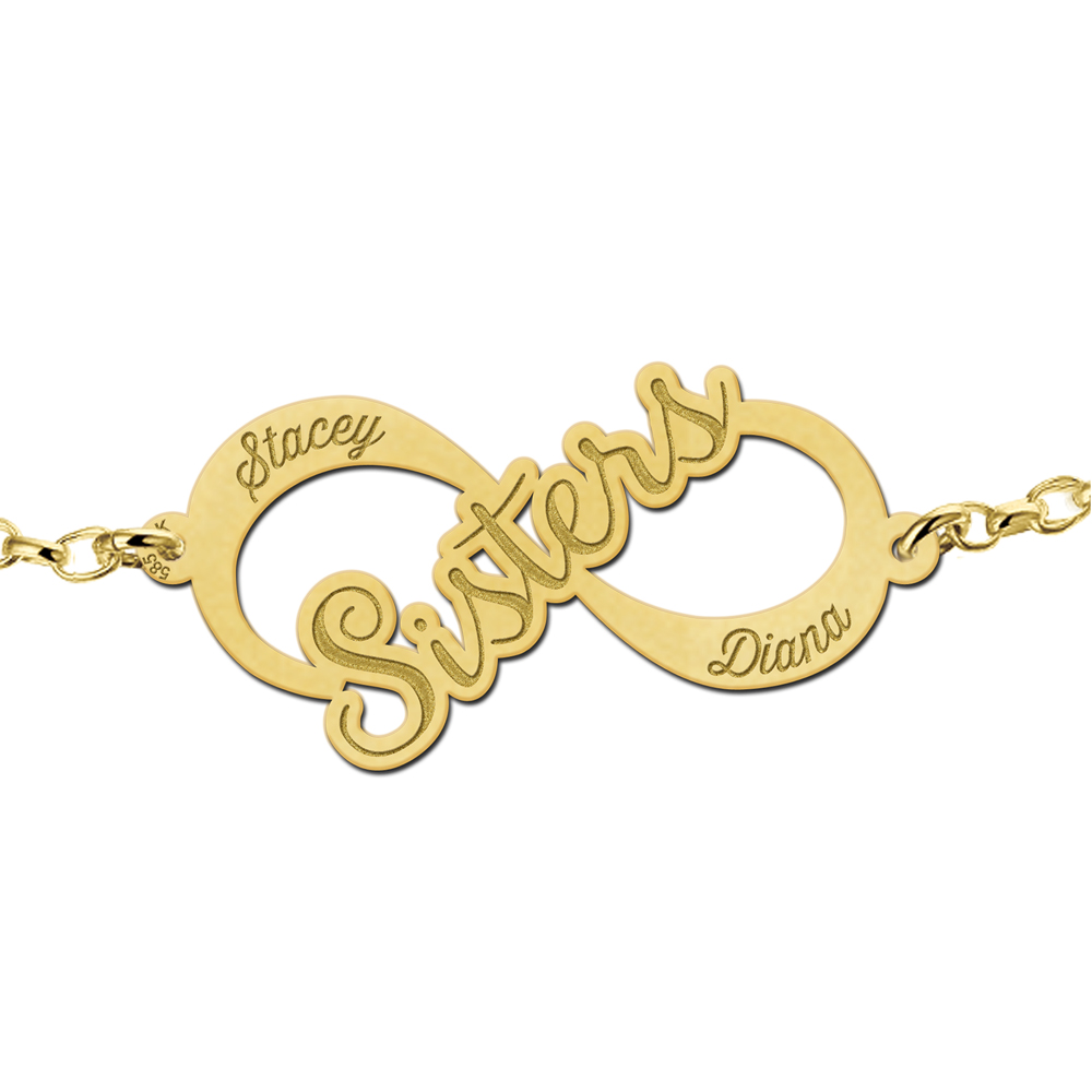 Golden infinity bracelet "Sisters"