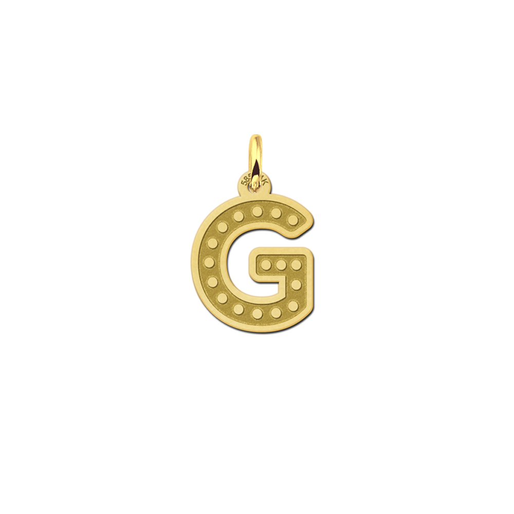 Engraved golden initial pendant dots