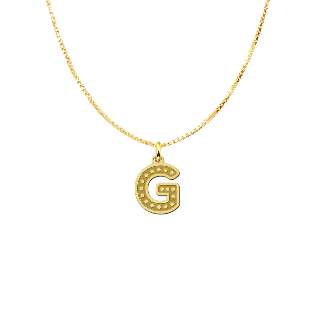 Engraved golden initial pendant dots