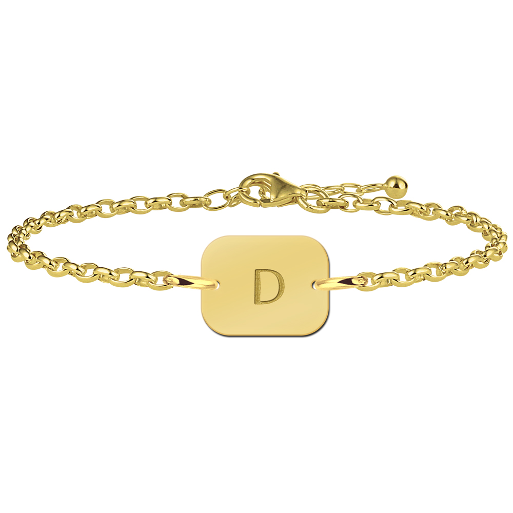 Gold Plated Rectangular Initial Bracelet