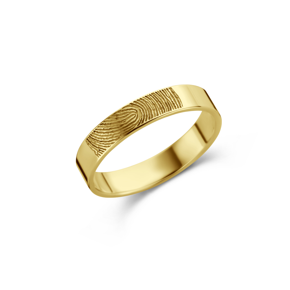 Gold fingerprint ring - 4 mm flat