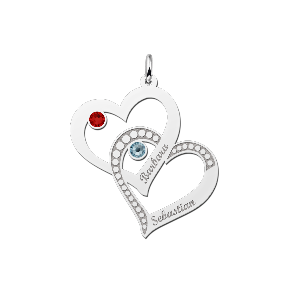 Silver heart pendant with birthstones