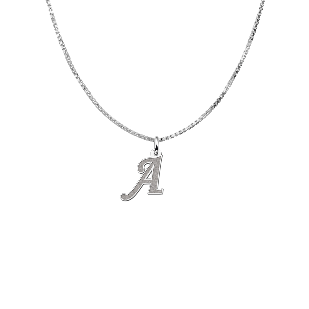 Silver engraved initial pendant