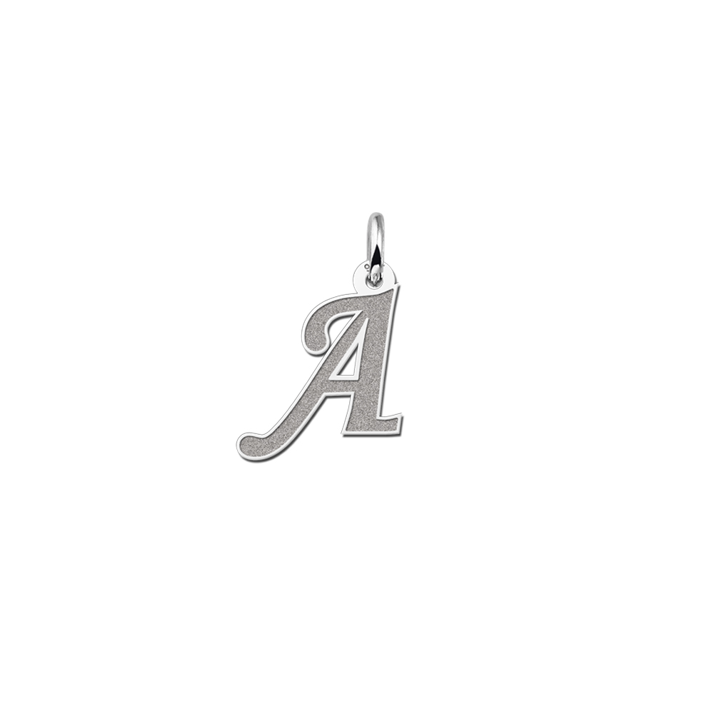 Silver engraved initial pendant