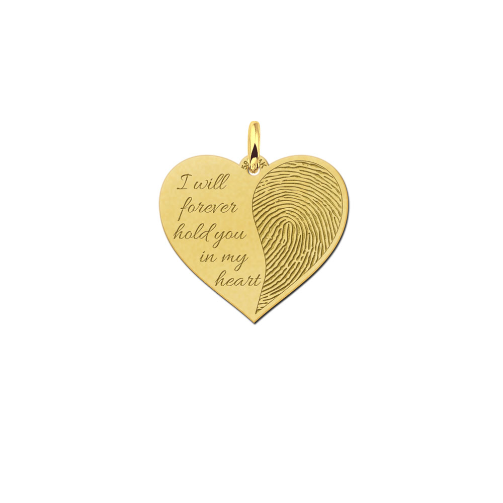 Golden fingerprint jewellery in heart shape