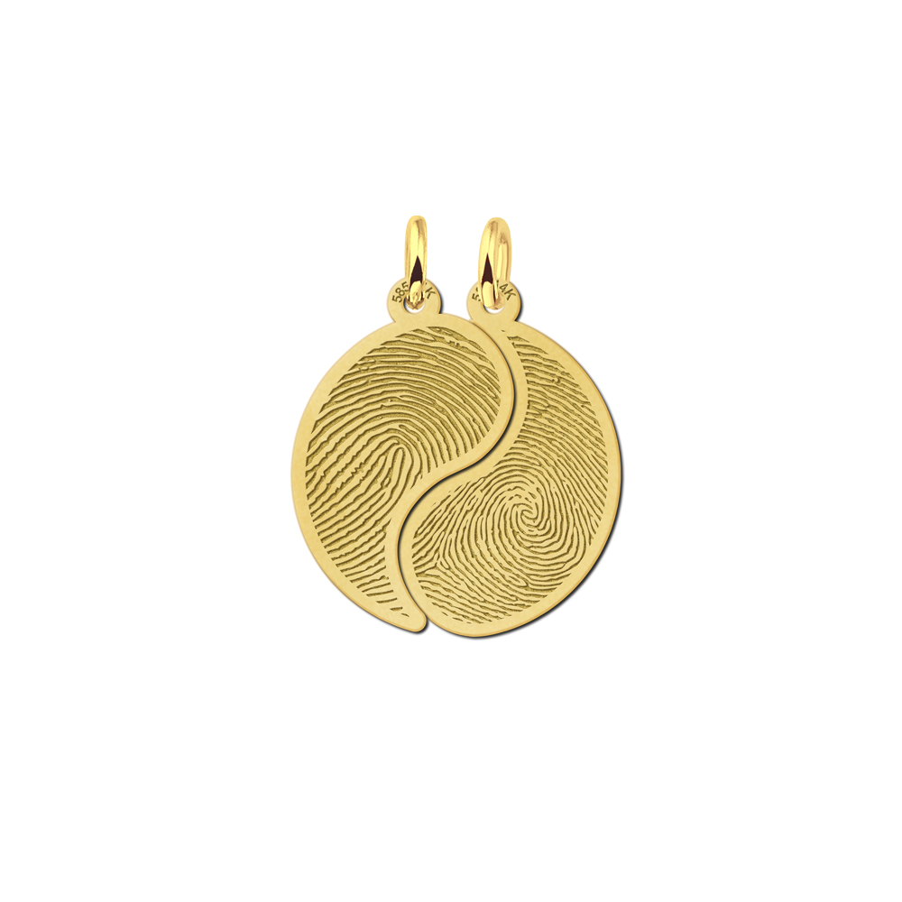 Golden fingerprint friendship necklace Yin Yang