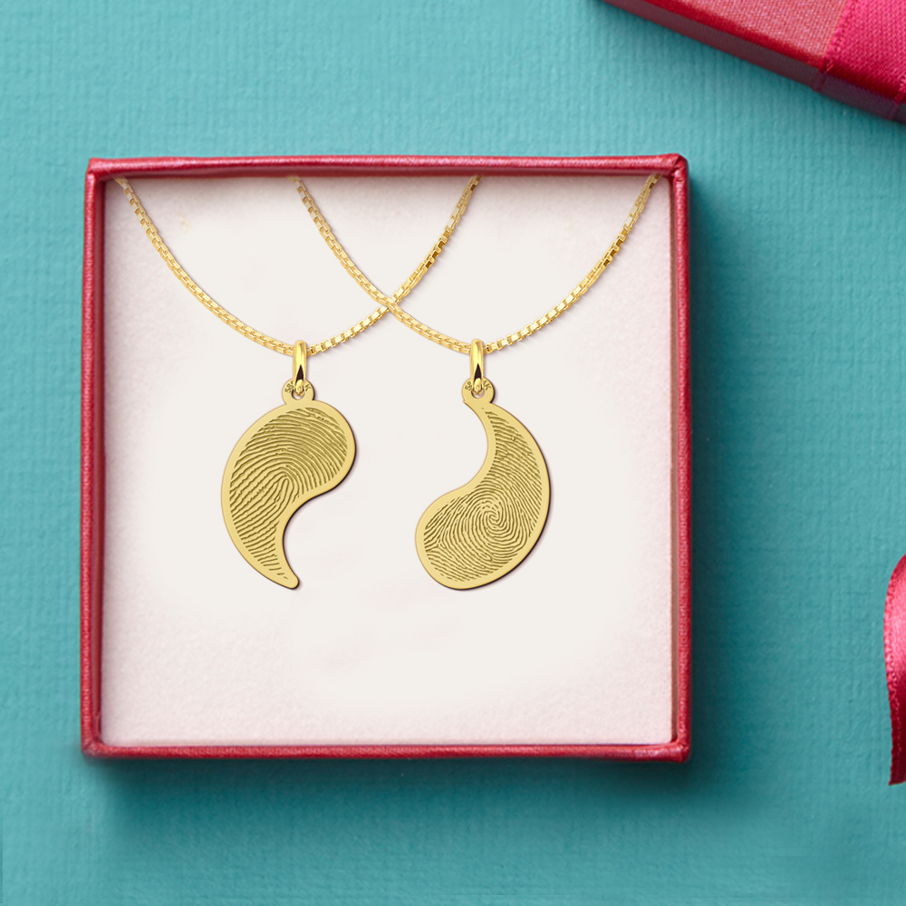 Golden fingerprint friendship necklace Yin Yang