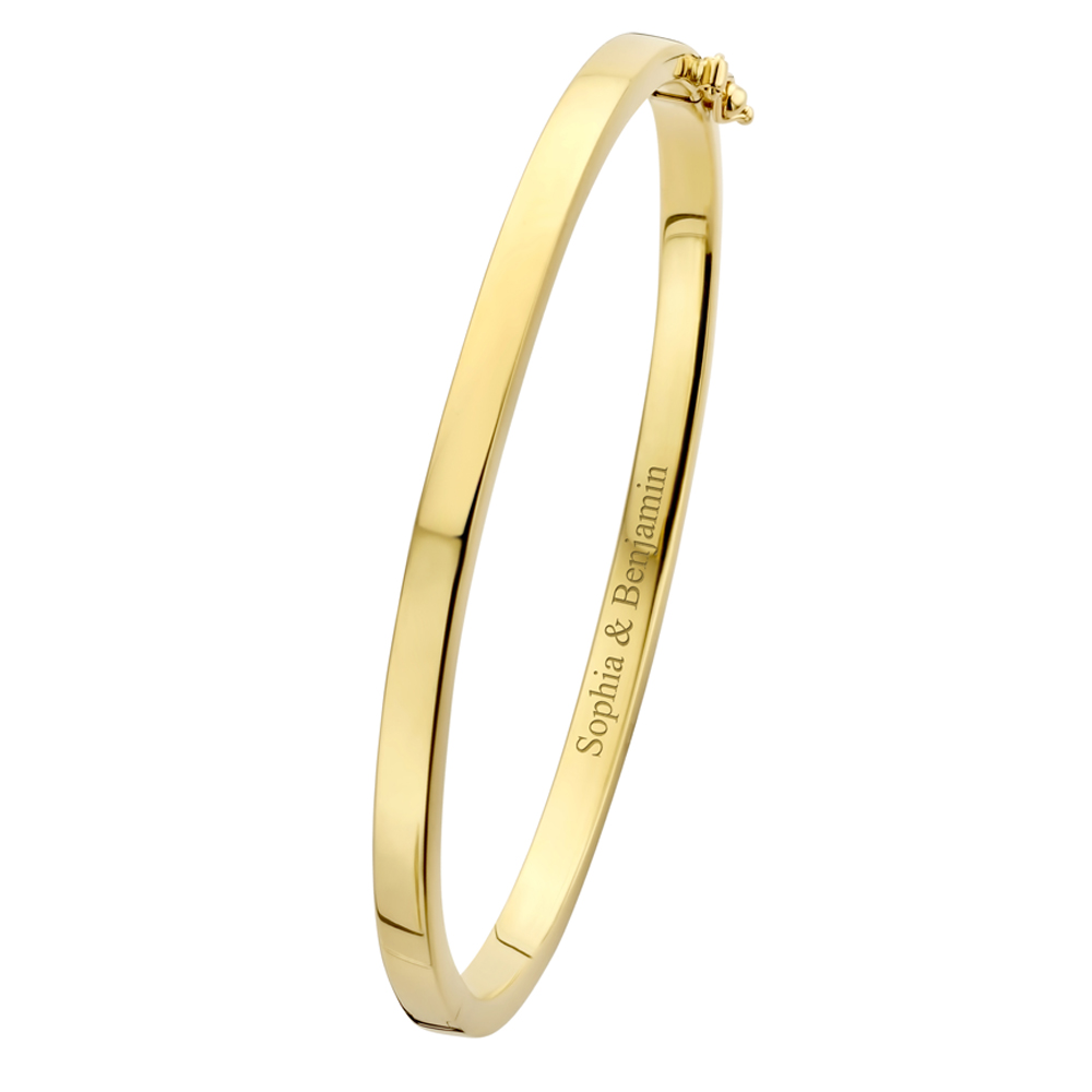 Gold bangle bracelet flat with a engraving
