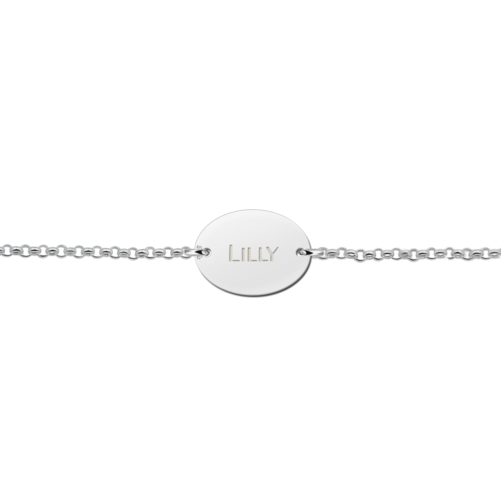 Silver name bracelet oval