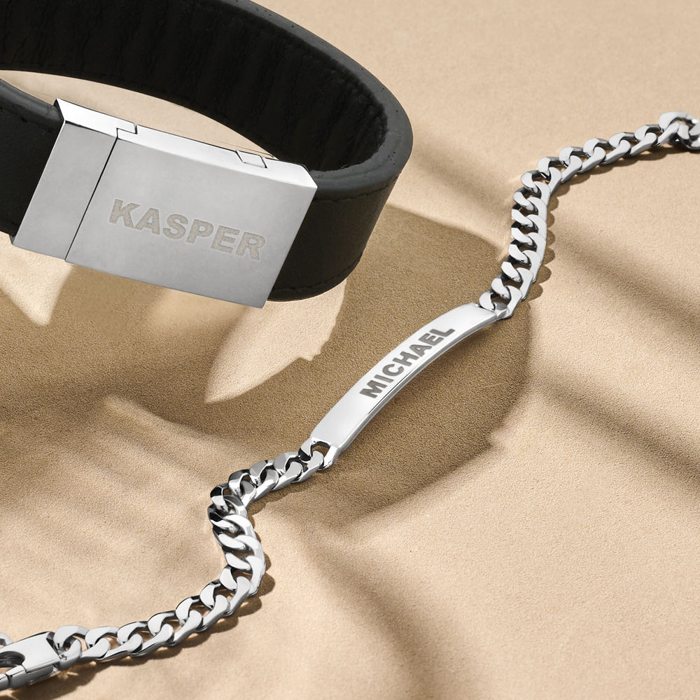 Solid Silver Men's Bracelet With Name Gourmet