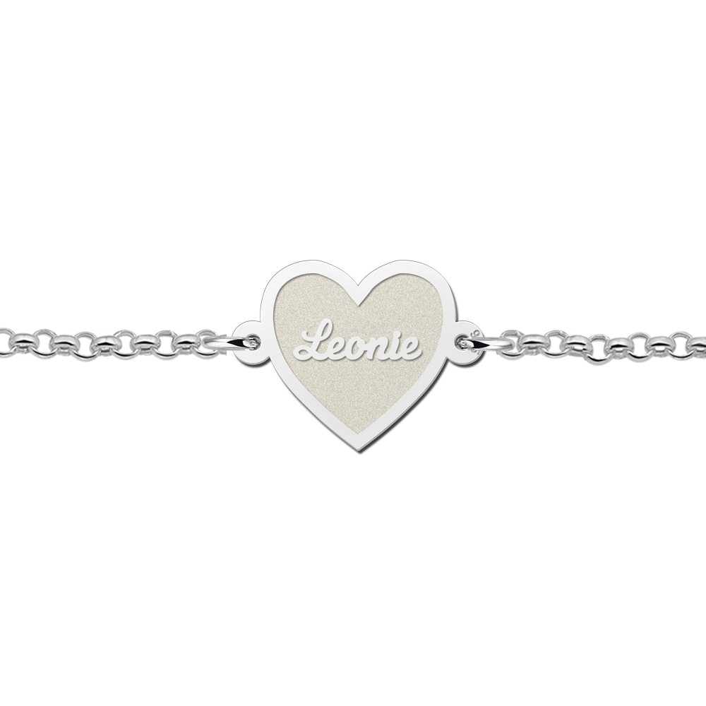 Silver heart bracelet including engraving