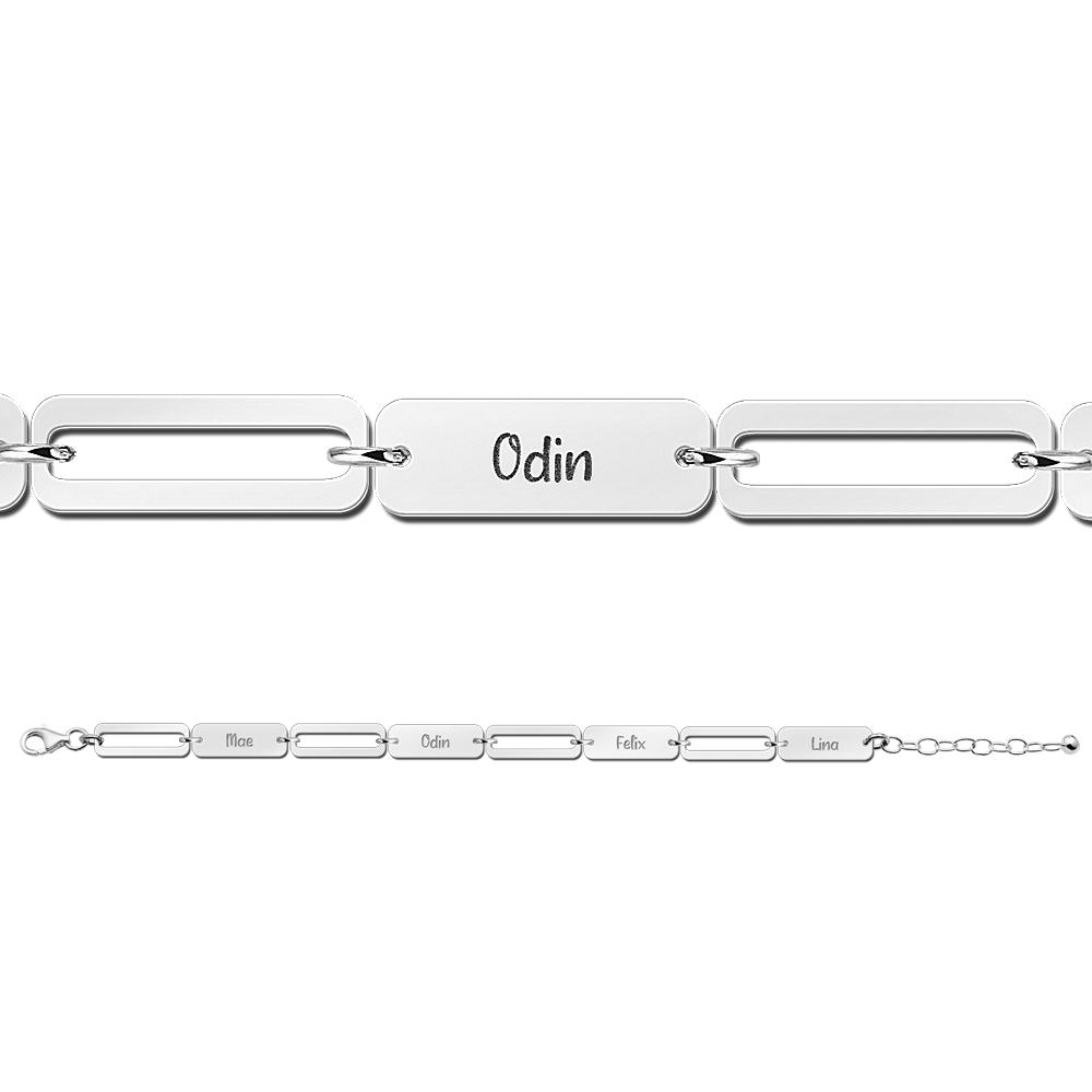 Silver Paperclip Bracelet with Names